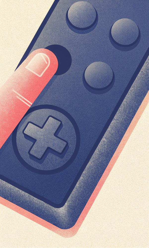 A Remote Control With A Button Prominently A Cross Shaped Symbol On Its Surface — Stock Illustration