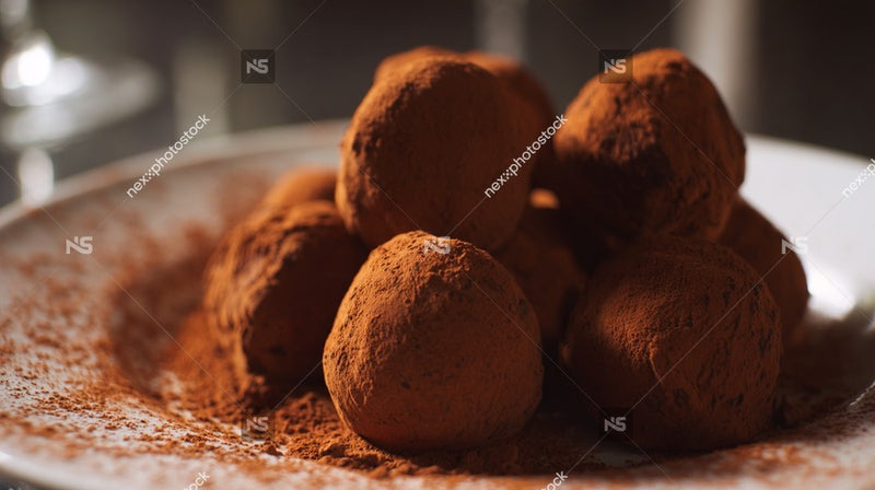 Chocolate Truffles In A Pile On A Plate — Stock Photo
