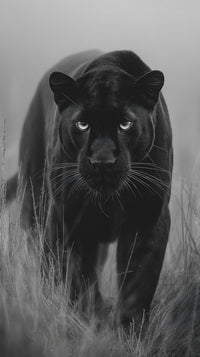Black Panther In Sharp Focus Looking Directly At The Camera With A Calm Demeanor — Stock Photo