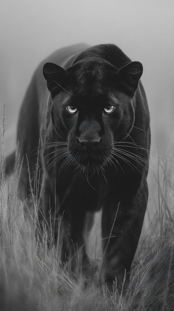 Black Panther In Sharp Focus Looking Directly At The Camera With A Calm Demeanor — Stock Photo