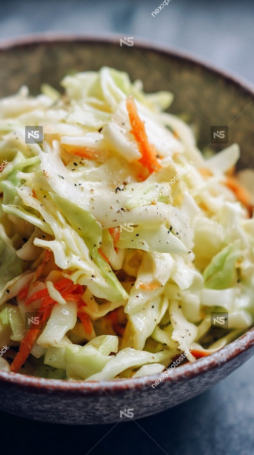 A Bowl Of Coleslaw Shredded Cabbage And Carrots With A Seasoning Sprinkled On Top — Stock Photo
