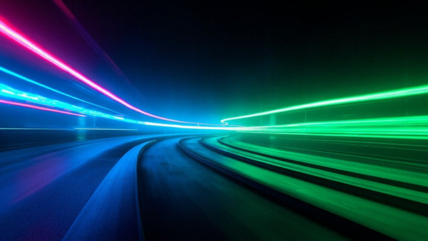 A Vibrant Tunnel Illuminated By Neon Lights Creating A Mesmerizing And Colorful Visual Effect — Stock Photo