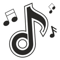 Black And White Image Musical Notation Symbols Including A Treble Clef Notes And Rests Set Against A White Background — Stock Vector