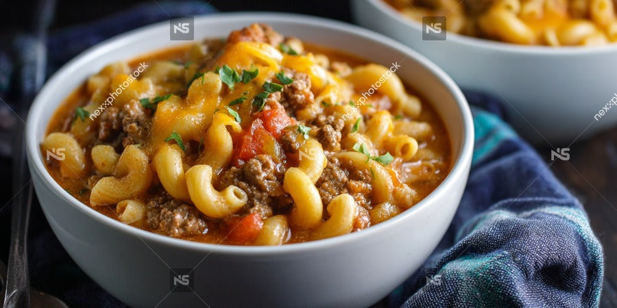 Creamy Macaroni And Cheese Served In Two Bowls With One Bowl Placed On Top Of The Other — Stock Photo
