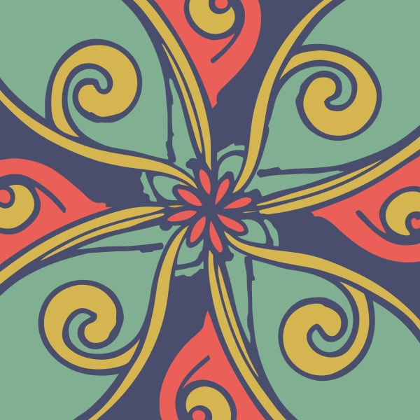 Colorful And Intricate Pattern With A Symmetrical Design Swirling Shapes Inspired By Nature Abstract Art — Stock Vector