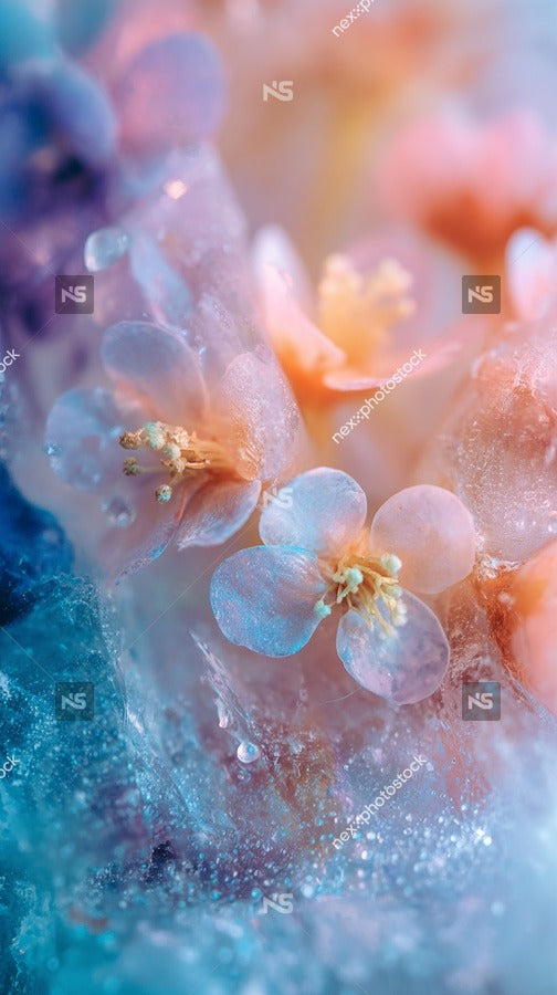 Crystal Flower Bouquet With Intricate Details And Vibrant Colors Set Against A Contrasting Blue Background — Stock Photo