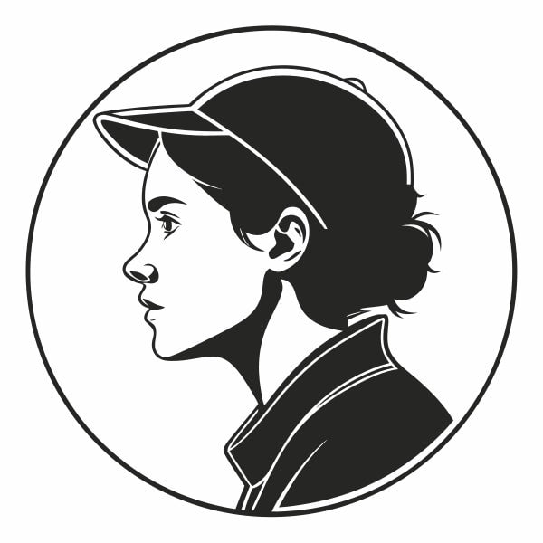 Black And White Illustration Of A Woman Wearing A Visor Depicted In A Portrait Style — Stock Vector