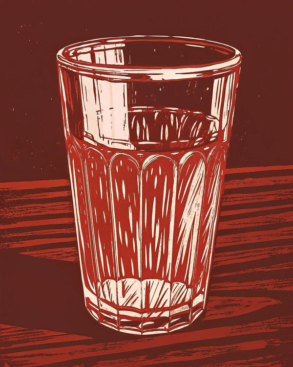A Red Glass Cup Is Placed On A Table — Stock Illustration