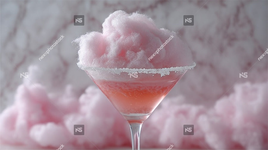 A Pink Fluffy Cocktail Is Served In A Rimmed Glass With A Cloud Like Texture And A Vibrant Color — Stock Photo