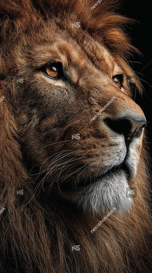 Lion Portrait With A Close Up View Of The Majestic Animal S Face Showcasing Its Powerful Features And Striking Eyes — Stock Photo