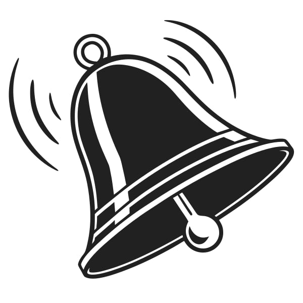 A Black And White Illustration Of A Bell With Sound Waves Emanating From It Symbolizing The Ringing Chime Of The Bell — Stock Vector