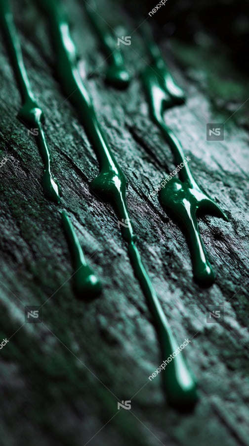 Green Droplets On Tree Bark — Stock Photo