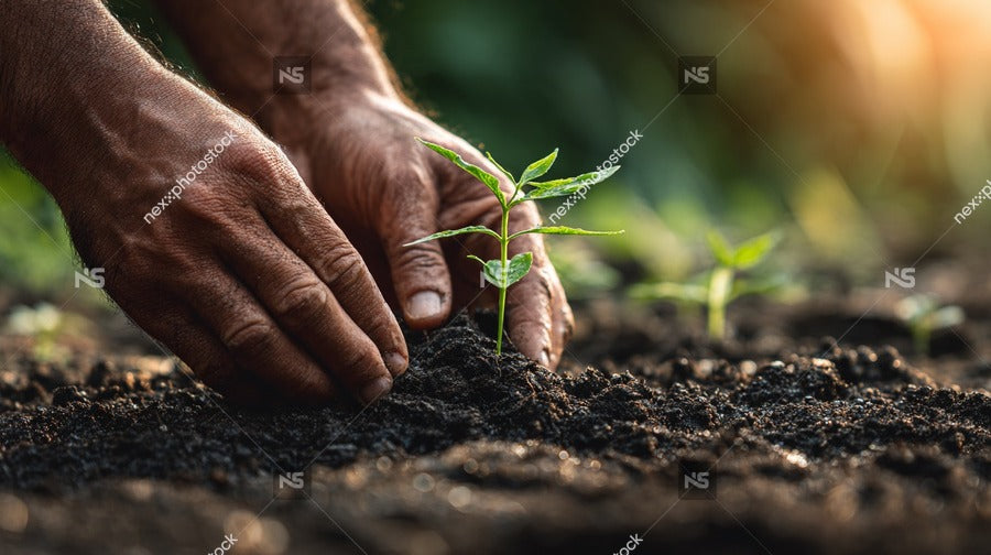 A Farmer Tending To Plants In A Field — Stock Photo