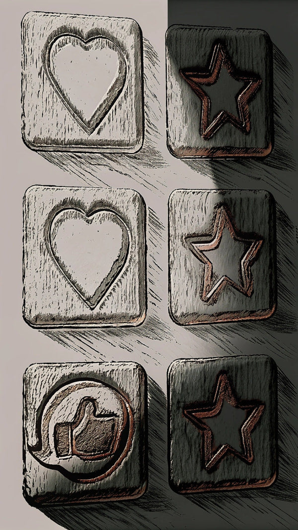 Six Heart Shaped Stickers Each Adorned With A Star Arranged In Two Rows Of Three — Stock Illustration