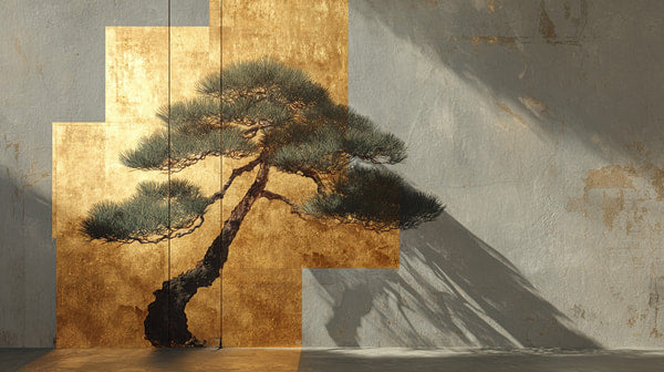 A Large Ornate Bonsai Tree Mural Painted In A Realistic Style On A Wall — Stock Photo