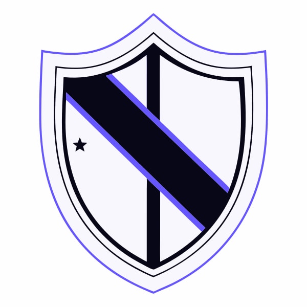 Displays A Graphic Design Of A Shield Emblem With A Blue Background And A White Border — Stock Vector