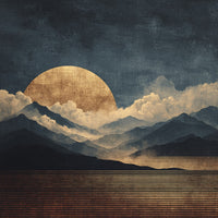 A Nighttime Landscape A Full Moon Illuminating Majestic Mountains And A Serene Lake Under A Starry Sky — Stock Photo