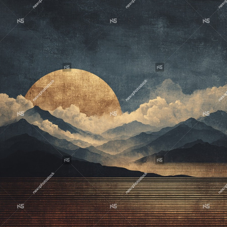 A Nighttime Landscape A Full Moon Illuminating Majestic Mountains And A Serene Lake Under A Starry Sky — Stock Photo