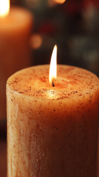 A Lit Cinnamon Scented Candle In A Jar — Stock Photo