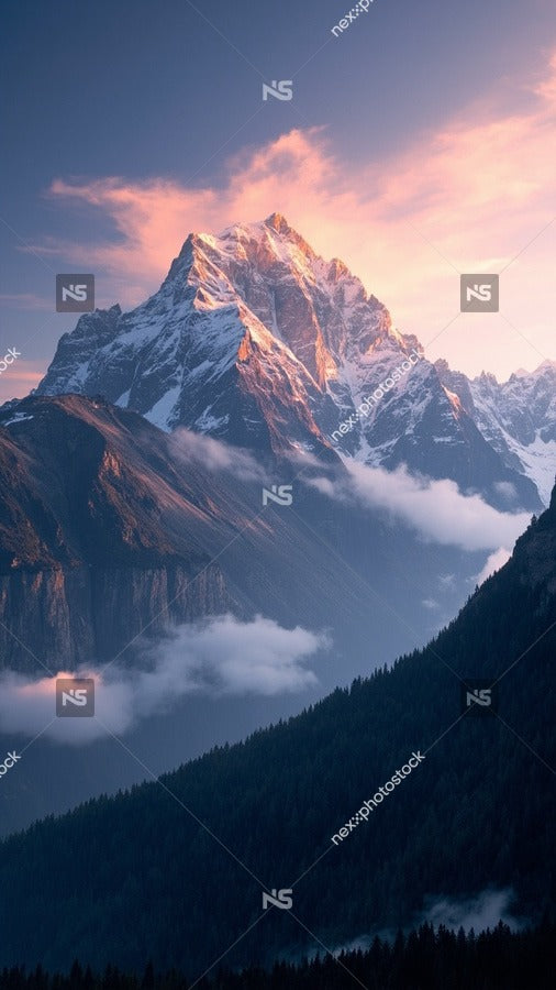 Mountain Sunset With A Clear View Of The Peak Set Against A Vibrant Sky — Stock Photo