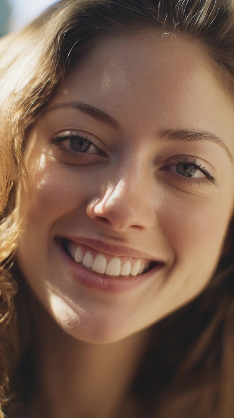 a close up of a woman with a smile captured from a top view angle - Stock Video