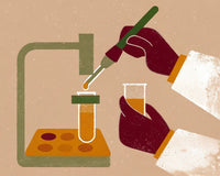 A Scientist In A Lab Coat Is Performing A Chemical Experiment Carefully Pouring A Liquid Into A Beaker Using A Pipette — Stock Illustration
