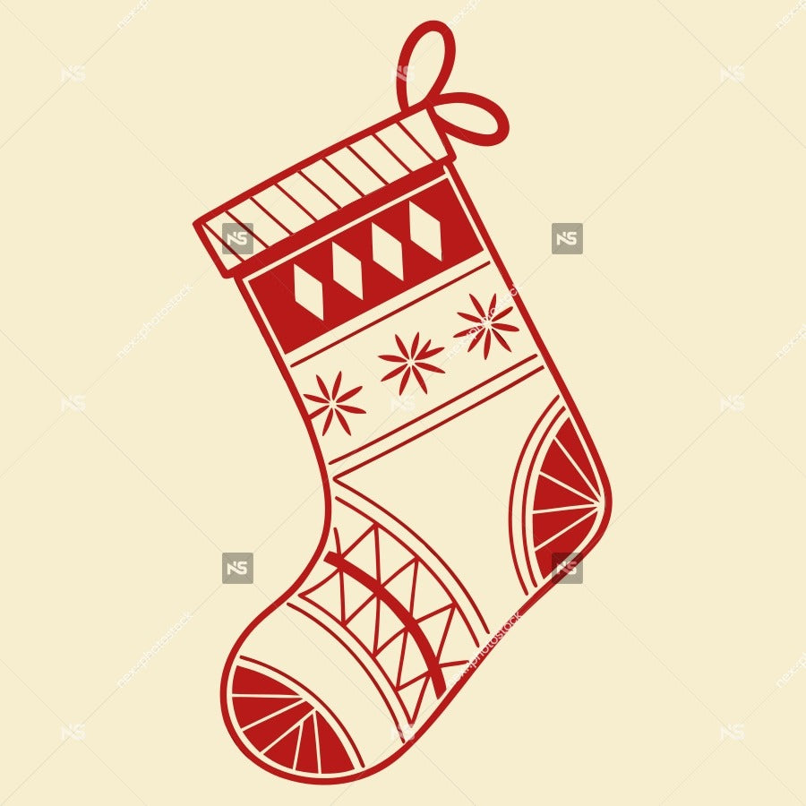 Red And White Christmas Stocking Illustration — Stock Vector