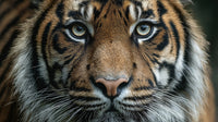 Majestic Tiger Portrait With Striking Eyes And Detailed Fur Set Against A Dark Background — Stock Photo