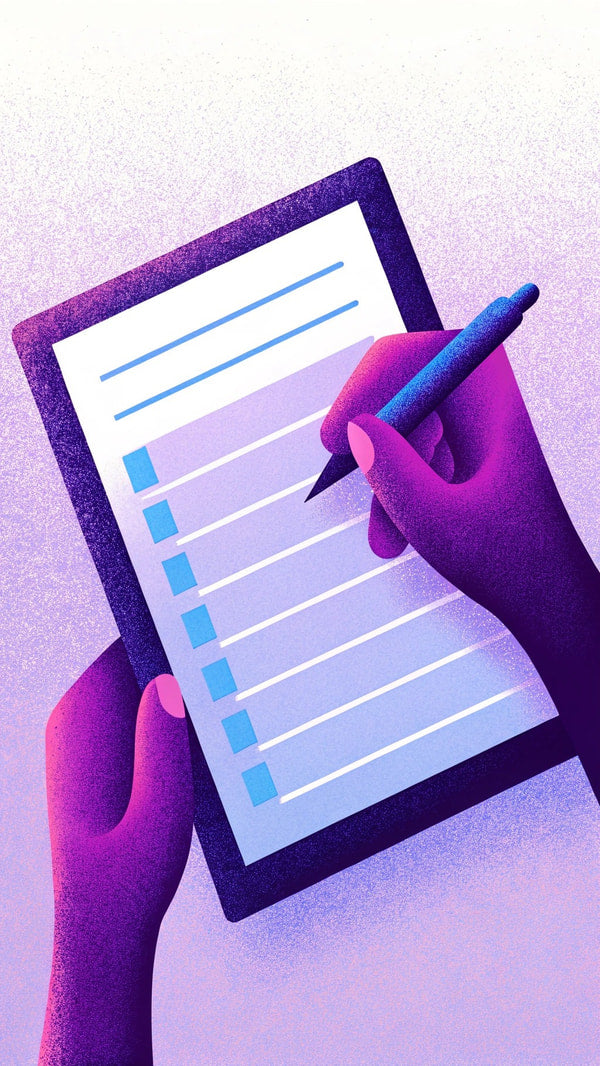 A Person S Hand Holding A Tablet With A Digital Note Taking App Open A List Of Items To Be Remembered Tasks To Be — Stock Illustration