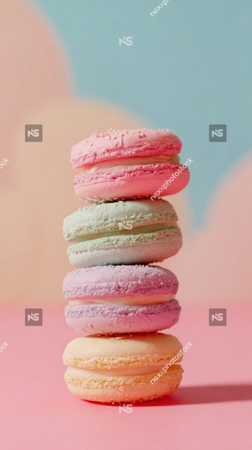 Colorful Macaroon Stack On Pink Background — Stock Photo