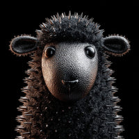 3d Rendering Of A Black Sheep With Spiky Fur Set Against A Dark Background — Stock Photo