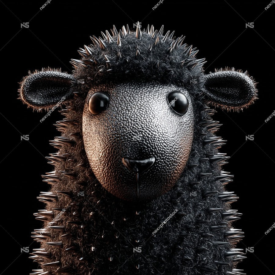 3d Rendering Of A Black Sheep With Spiky Fur Set Against A Dark Background — Stock Photo