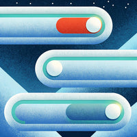 Digital Illustration Of A Stylized Clock Interface With A Space Theme And A Blue Background — Stock Illustration