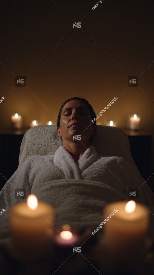 Depicts A Serene Indoor Setting With A Person Lying On A Massage Table Covered In White Towels — Stock Photo