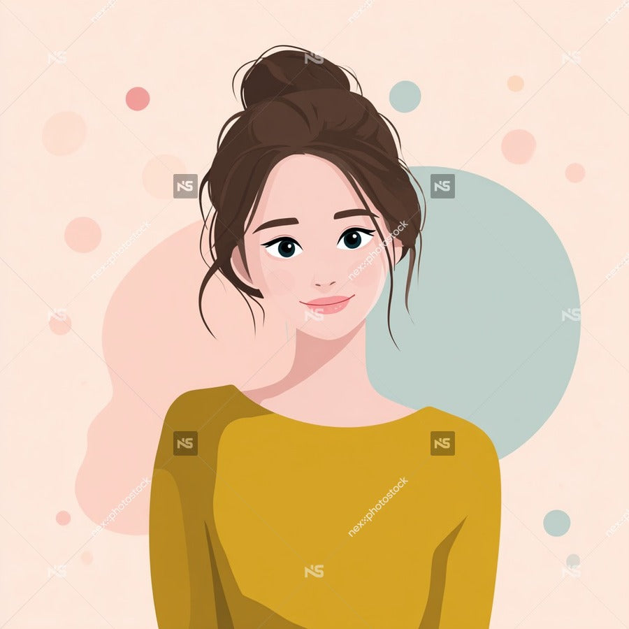 A Digital Illustration Of A Woman Posing For A Portrait Against A Colorful Background — Stock Illustration