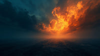 A Skyline With A Fiery Explosion In The Background Set Against A Dark Sky — Stock Photo