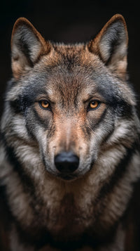A Wolf Portrait With A Close Up View Showcasing Its Intense Gaze And Detailed Fur Texture — Stock Photo