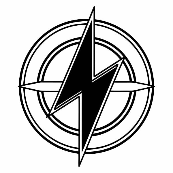 Displays A Black And White Logo Consisting Of A Stylized Electric Bolt Symbol Within A Circle Set Against A Plain Background — Stock Vector