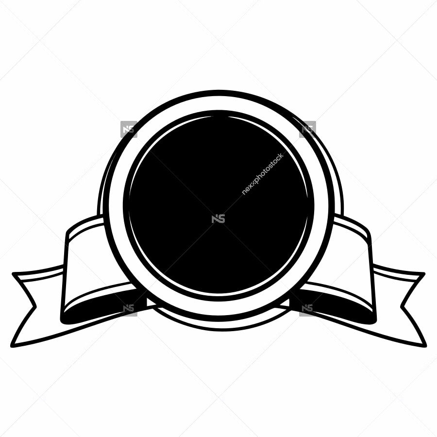 Black And White Logo A Circular Emblem And A Banner Like Element Indicating An Award Recognition — Stock Vector