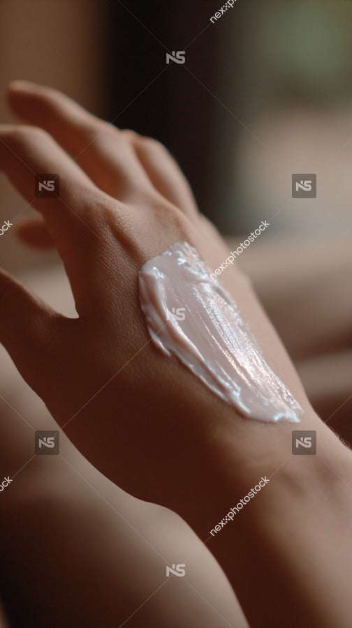 Shows A Close Up Of A Person S Hand With A Substance On It Which To Be A Cream Ointment — Stock Photo