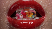 A Close Up Of A Person S Lips With A Large Clear Crystal Embedded In Them — Stock Photo