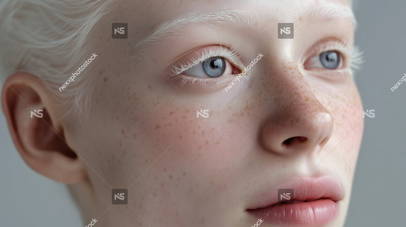 A Close Up Portrait Of A Woman With Freckles Showcasing Her Facial Features And Skin Texture In Detail — Stock Photo