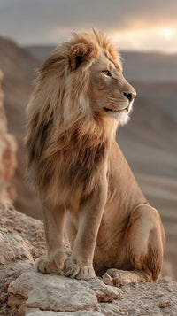 Majestic Lion Perched On Rocky Outcropping — Stock Photo