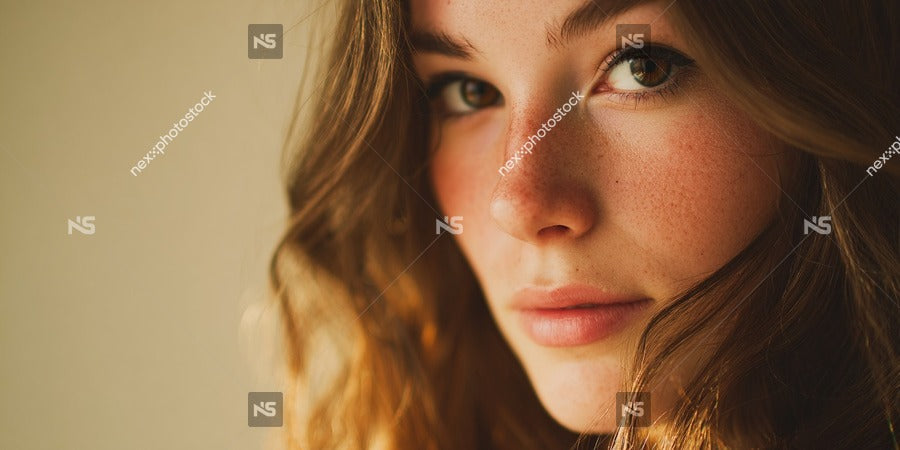 A Woman With Red Hair Is Captured In A Close Up Portrait Filling Most Of The Frame From Her Head To Her Shoulders — Stock Photo