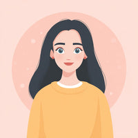 A Digital Illustration Of A Woman In A Yellow Sweater Depicted In A Portrait Style Against A Pink Background — Stock Illustration