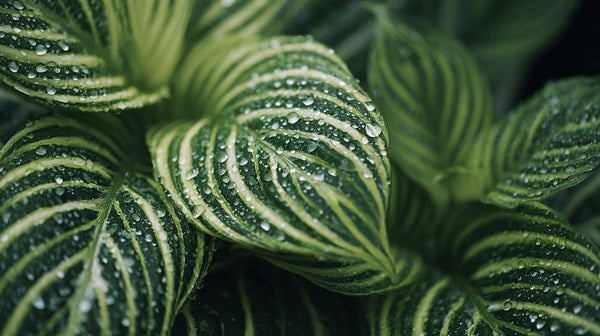 Close Up Of Green Plant Leaves With Water Droplets — Stock Photo