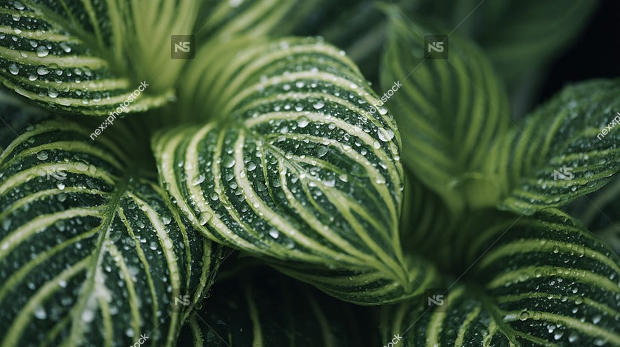 Close Up Of Green Plant Leaves With Water Droplets — Stock Photo