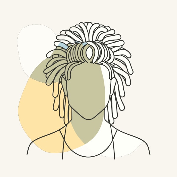 A Stylized Illustration Of A Person S Head With Braided Hair A Colorful And Abstract Design — Stock Vector