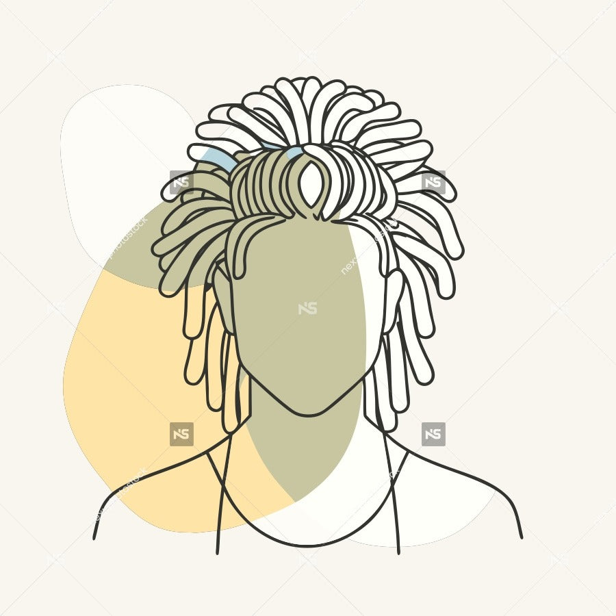 A Stylized Illustration Of A Person S Head With Braided Hair A Colorful And Abstract Design — Stock Vector