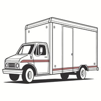 A White Truck With A Red Stripe Is Parked In Front Of A Building — Stock Vector